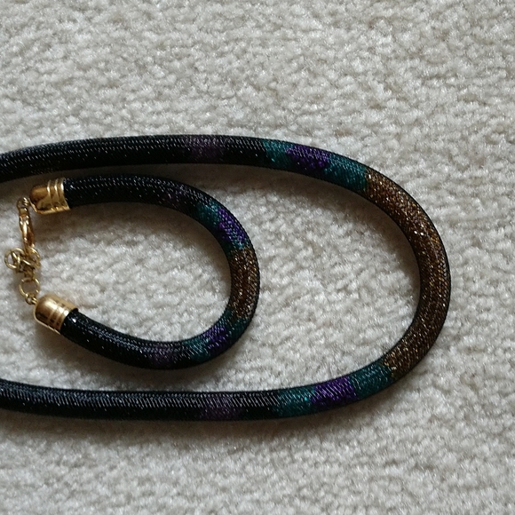 Mesh encased beads necklace & bracelet - Picture 4 of 4